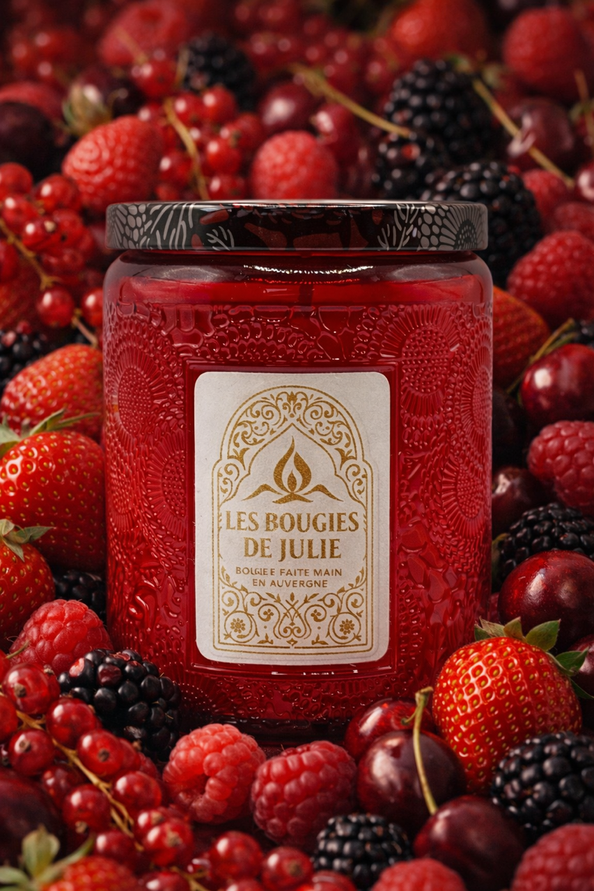 Bougie Parfumée Fruits Rouges - Bougie artisanale aux parfums de Grasse