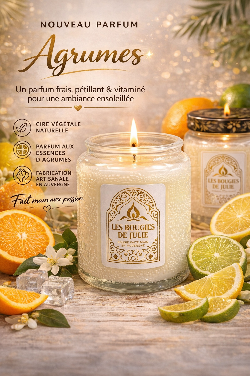 Bougie parfumée Agrumes - Bougie artisanale aux parfums de Grasse