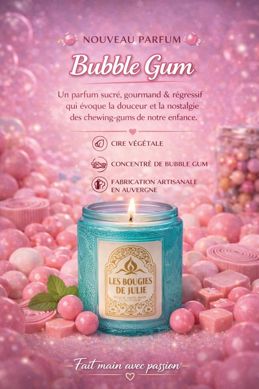 Bougie Parfumée Bubble Gum - Bougie artisanale aux parfums de Grasse