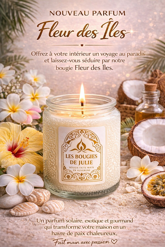 Bougie parfumée Fleur des Îles - Bougie artisanale aux parfums de Grasse