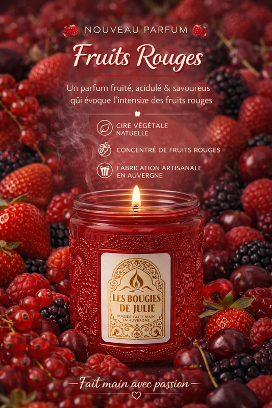 Bougie Parfumée Fruits Rouges - Bougie artisanale aux parfums de Grasse